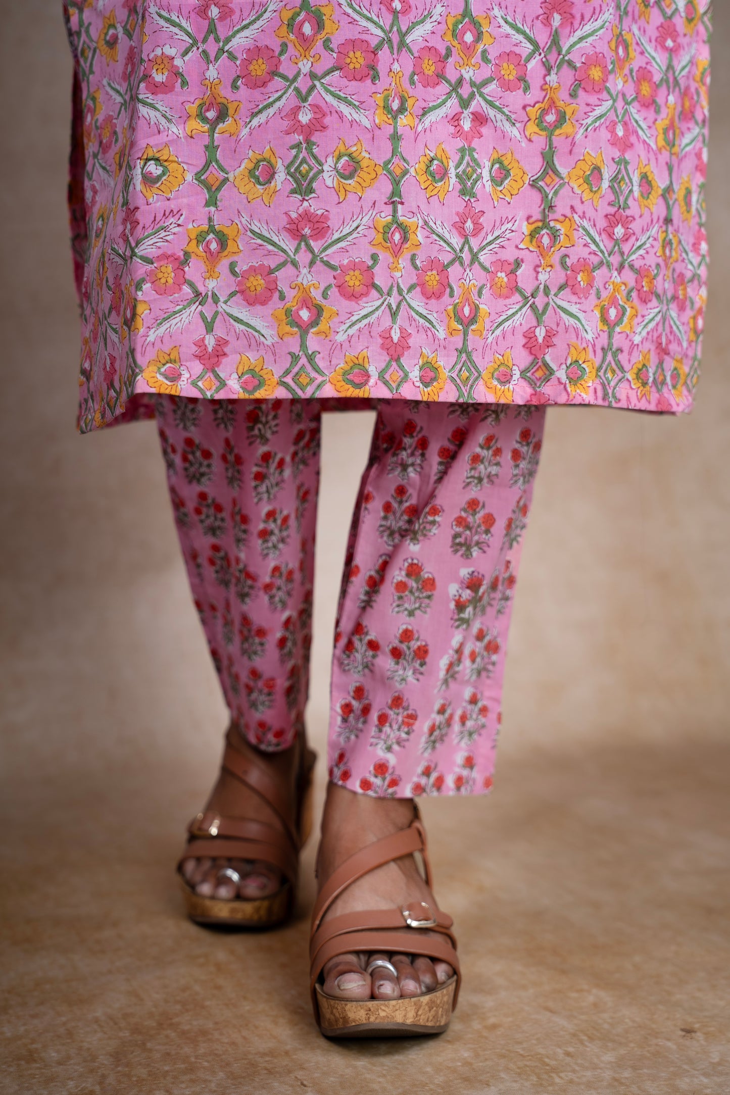 Pink Boho Floral Print Kurti