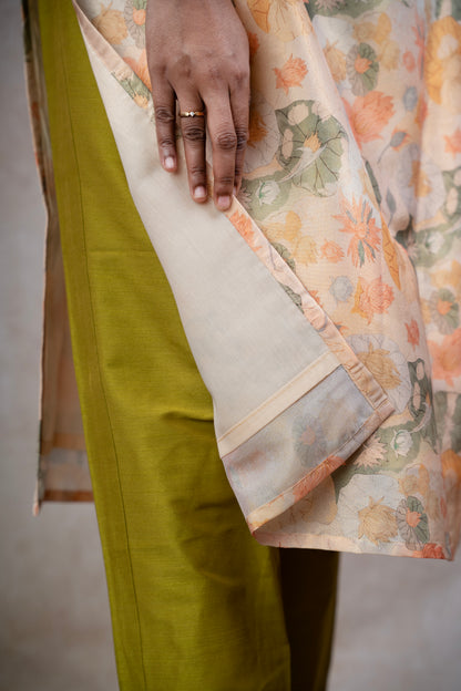 Soft Beige & Pastel Flower Kurti