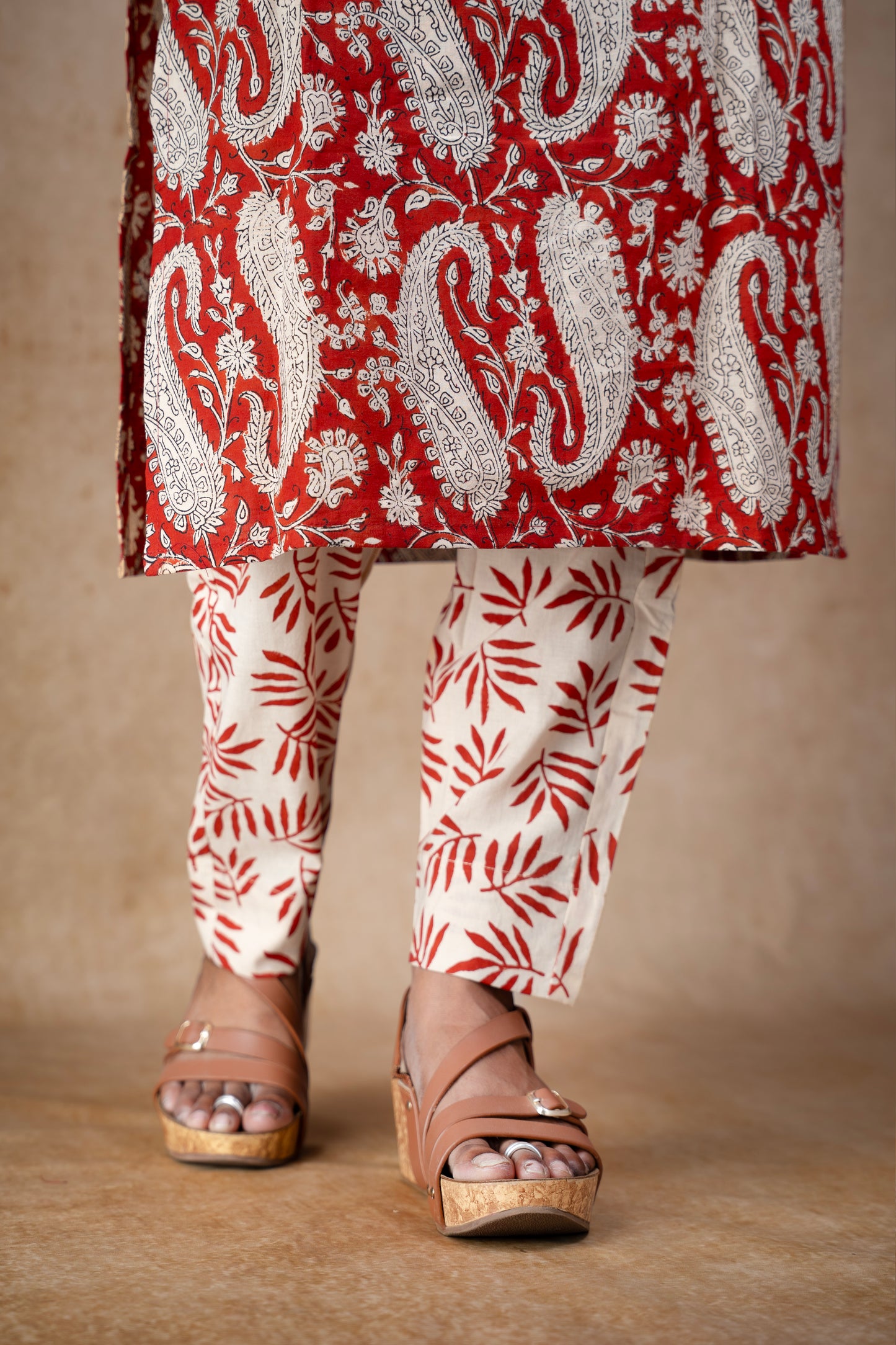 Red Paisley Block Printed Kurti