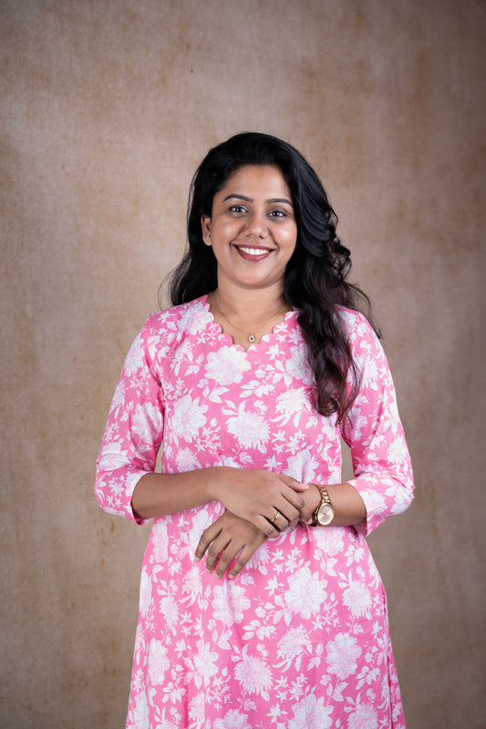 Blossom Pink floral A-line set