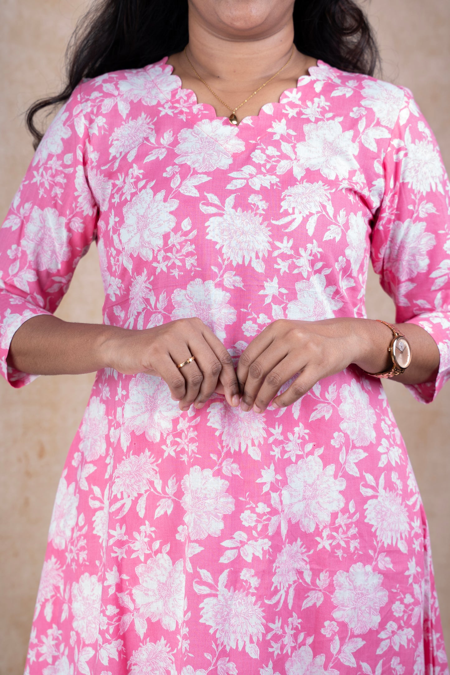 Blossom Pink floral A-line set