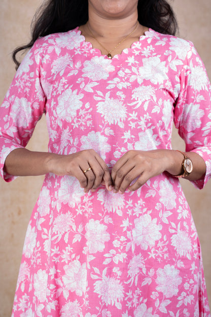 Blossom Pink floral A-line set