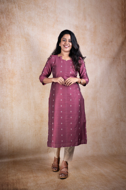 Maroon Striped Casual wear Kurti