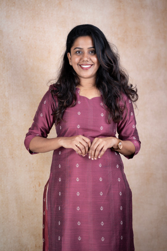 Maroon Striped Casual wear Kurti