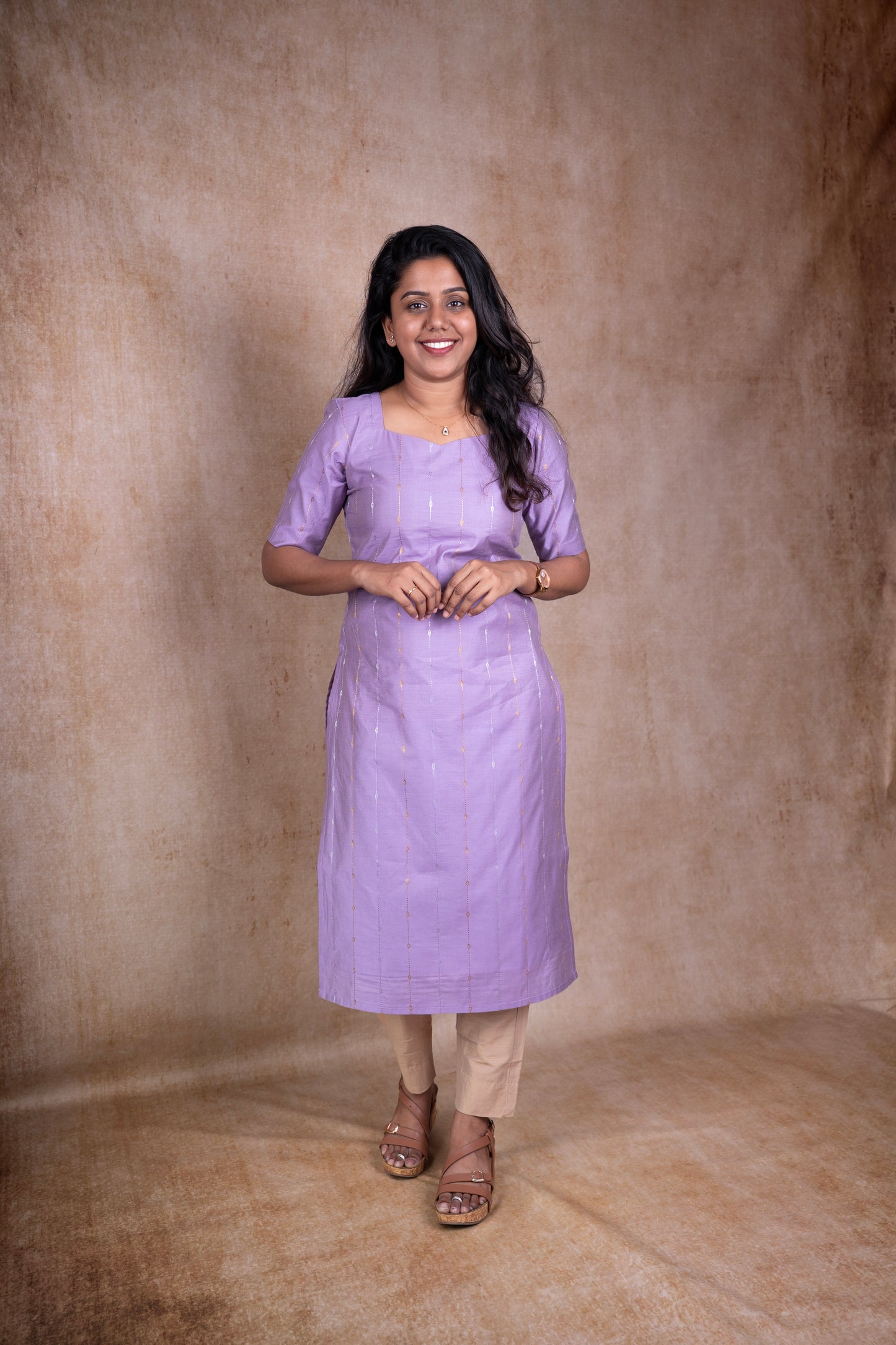 Lavender stripe line Kurti