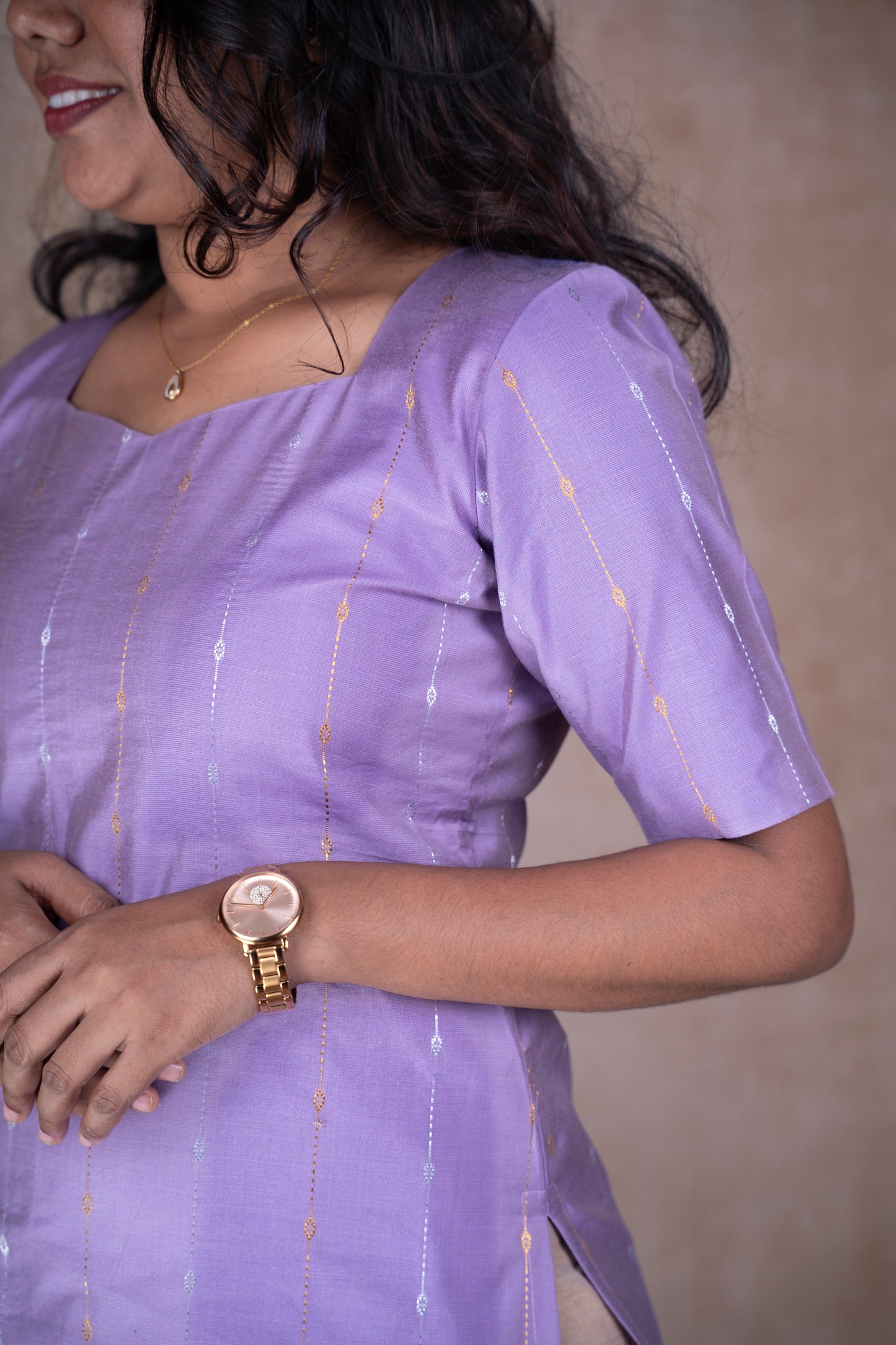 Lavender stripe line Kurti