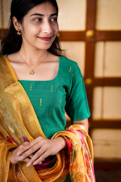 Green & golden Arrow Buta pattern